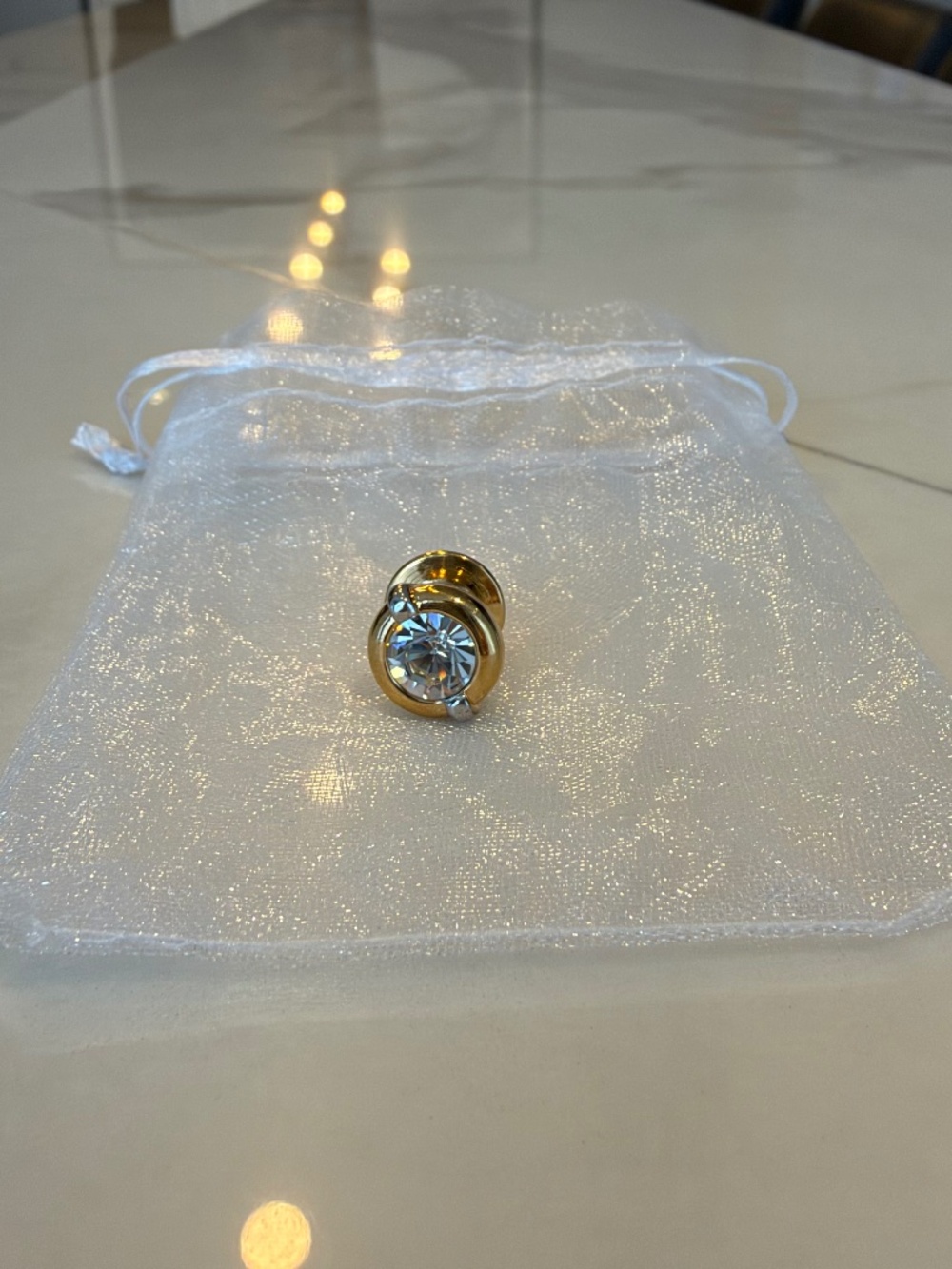 Vintage Swarovski Crystal Pin Brooch Gold Tone